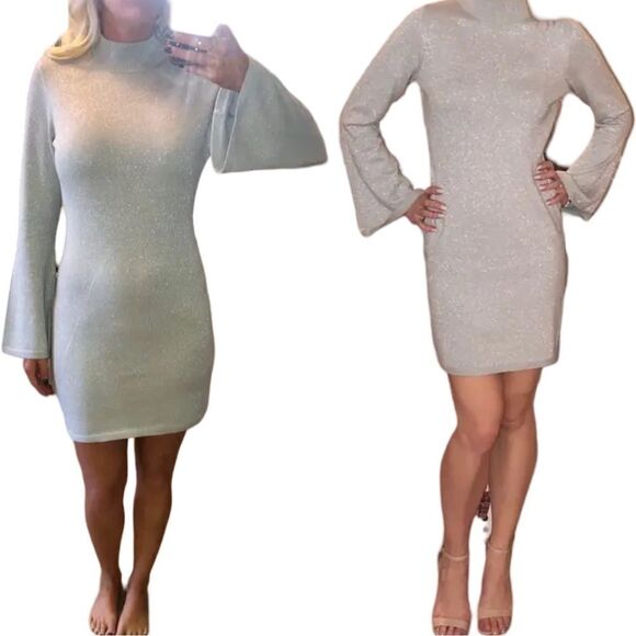 Stylestalker | Tamara Sparkly Knit Long Sleeve Sweater Mini Dress Size XL - Picture 2 of 10